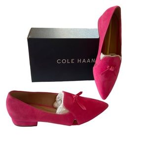 cole haan hot pink suede cut out loafers